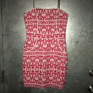 Pink and white strapless dress